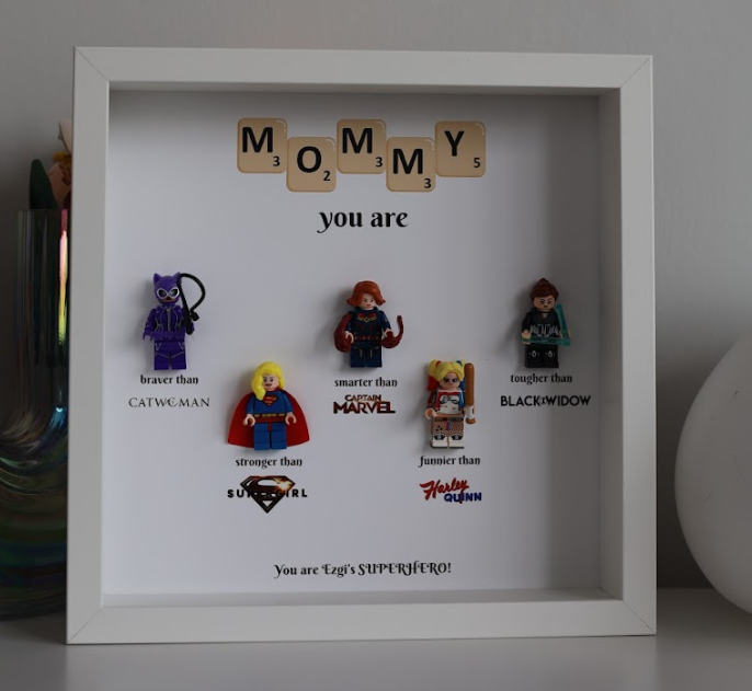 Mother’s Day Superhero LEGO Frame – 5 Characters (Personalized Gift)