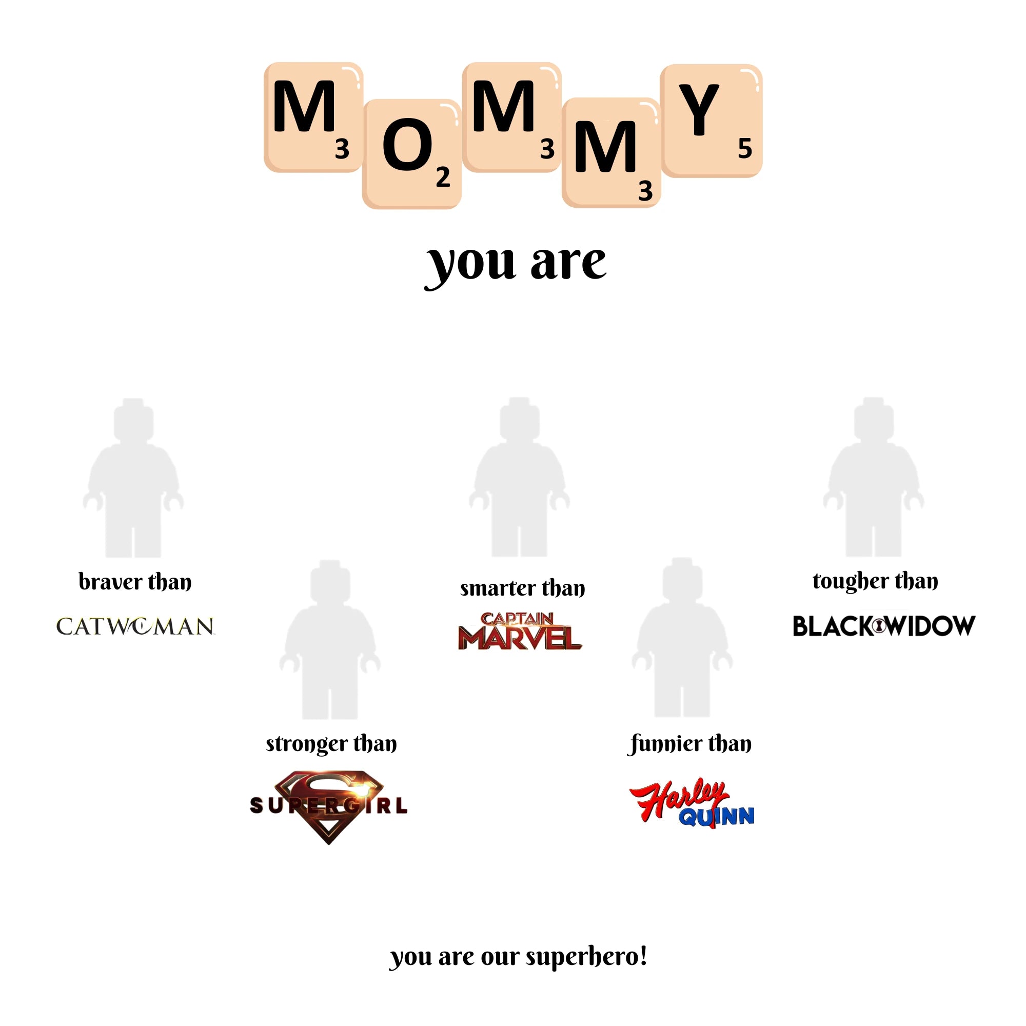 Mother’s Day Superhero LEGO Frame – 5 Characters (Personalized Gift)