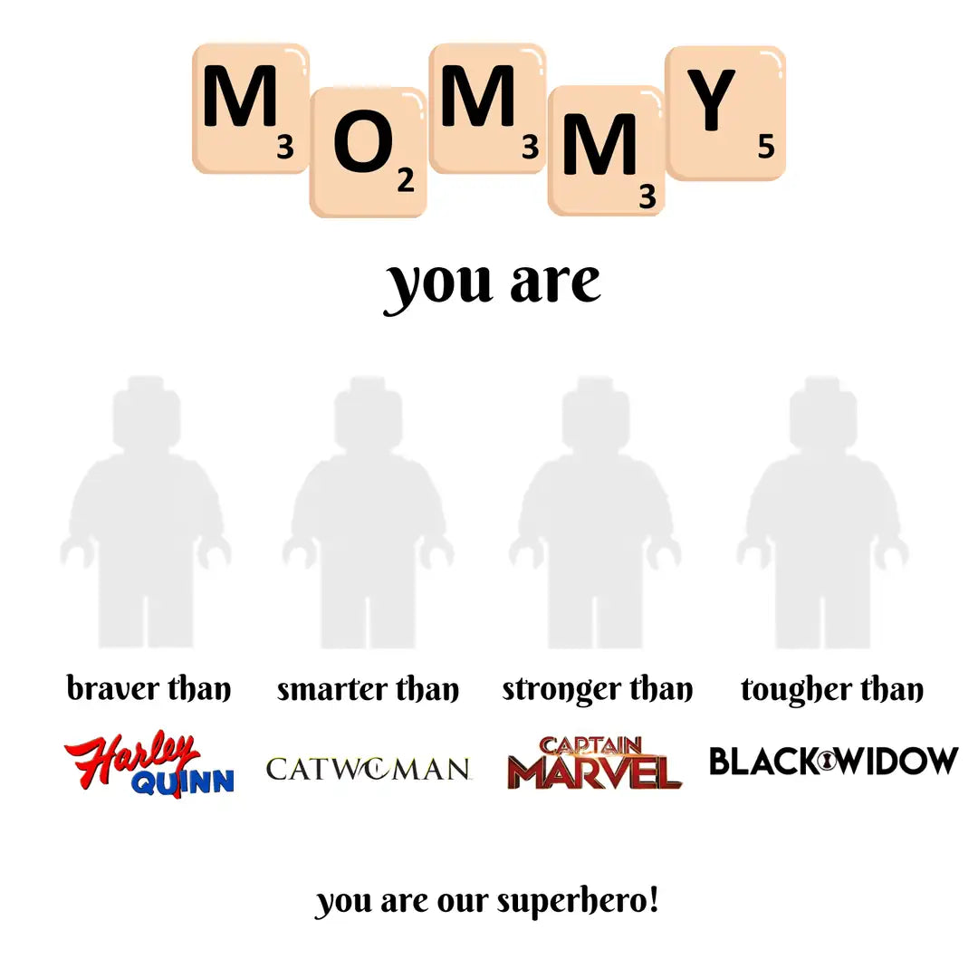 “Mother’s Day Superhero LEGO Frame – 4 Characters (Personalized Gift)”